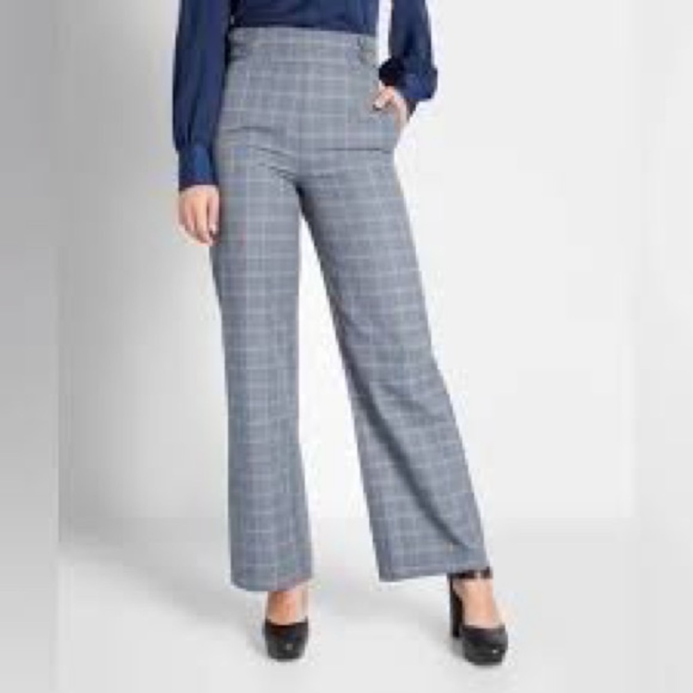 NWOT ModCloth Plaid Wide Leg Pants - 8